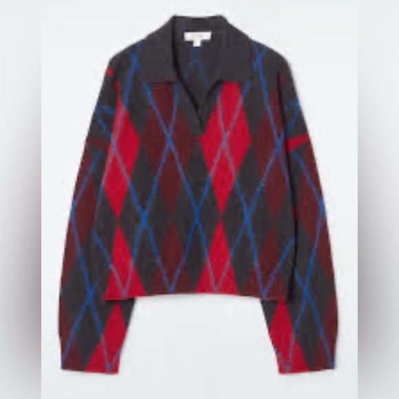 COS polo collar argyle oversize sweater - Picture 3 of 7
